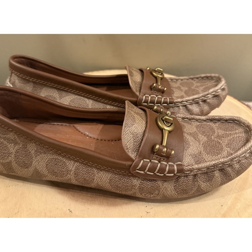 Coach Crosby Turnlock Driver Loafer Moccasin Signature Coated Canvas Women's 7.5 - Picture 3 of 16